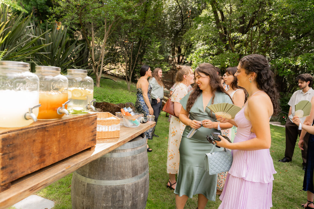 Wedding guests enjoy a lemonade.